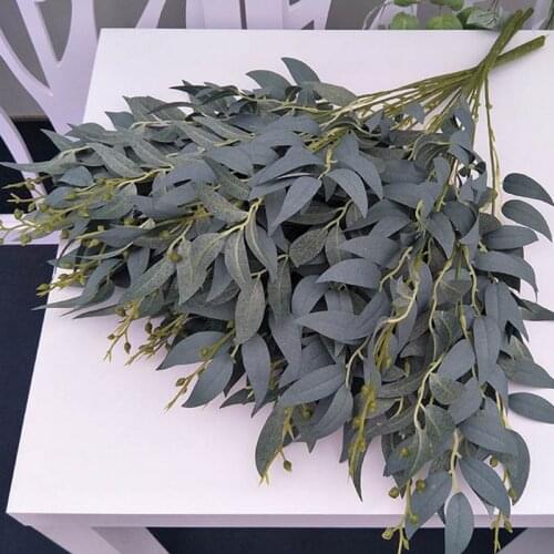 Artificial willow bouquet fake leaves for Home Christmas wedding decoration jugle party willow vine faux foliage plants wreath