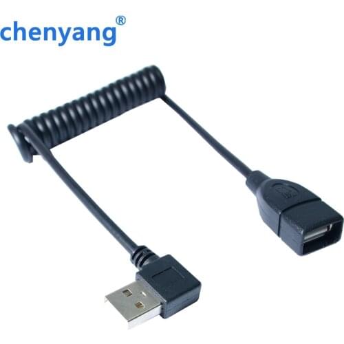 Elbow Spring Coiled USB 2.0 Male to Female Data Sync Charger Extension Cable