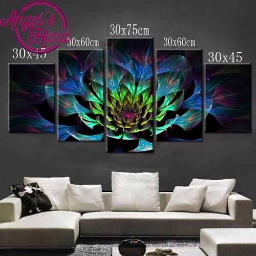 5PCS Full Diamond Embroidery Flower Diy Diamond Paintings Full Mosaic wall art Modular pictures canvas pictures for living room