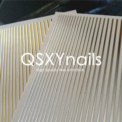 WHOLESALE 100pcs Silver Gold Metal Stripes Pattern Tape 3D Nail Art Sticker Adhesive Sticker Flexible Line Decals for Nail Art