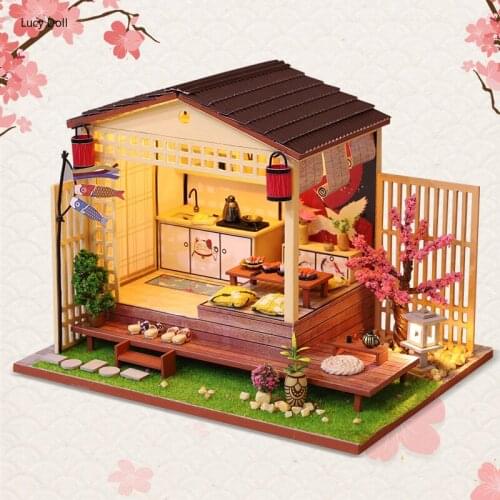 'Japanese style Kiya' DIY Dollhouse With Furniture For Dolls Creative Mini World Doll House Handmade House New Year Girl Gift