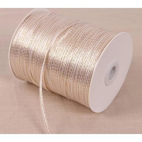 50Yards 1/8''(3mm) Gold Edge Ribbon high quality grosgrain satin ribbons gift packaging ribbons Wedding Party Decoration
