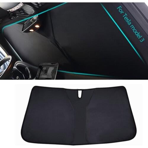 Car Windshield Sun Shades Sunshade Cover Windscreen Protector for Tesla Model 3 Black (134X89 cm)