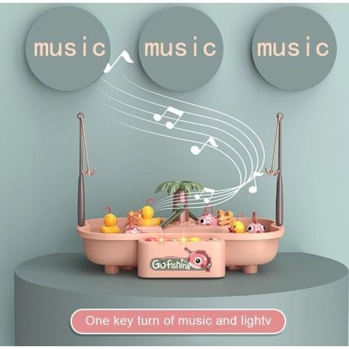 Magnetic Fishing Toy baby Music Electric Circulation Fishing Duck Fishing Platform Water Play Game Toys for Kids Gift