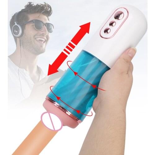 Male Masturbator Vibrator Automatic Rotation Real Vagina for Men Male Masturbation Cup 7 Adjustable Telescopic Modes