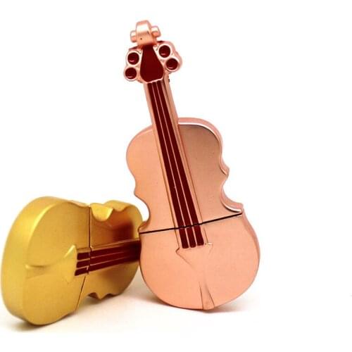 Metal Pen Drive 64GB 128GB Lovely Musical Instrument Violin USB Flash Drives 4GB 8GB 16GB 32GB Pendrive U Disk Memoia Stick Cle