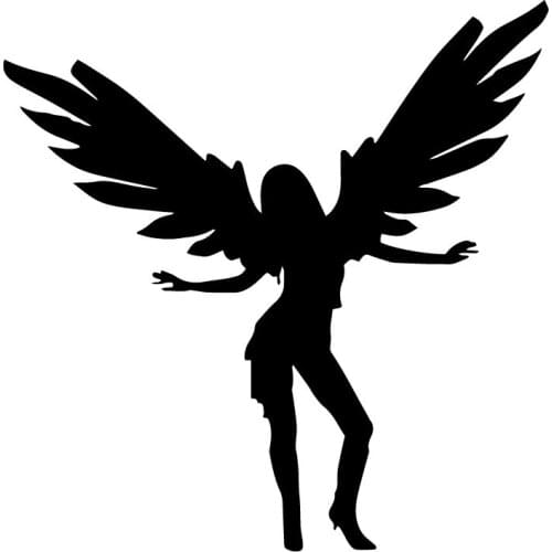 Cartoon Sexy Angel Fashion Applique High Quality Car Decoration Personality Pvc Waterproof Applique Black/white, 12cm*12cm