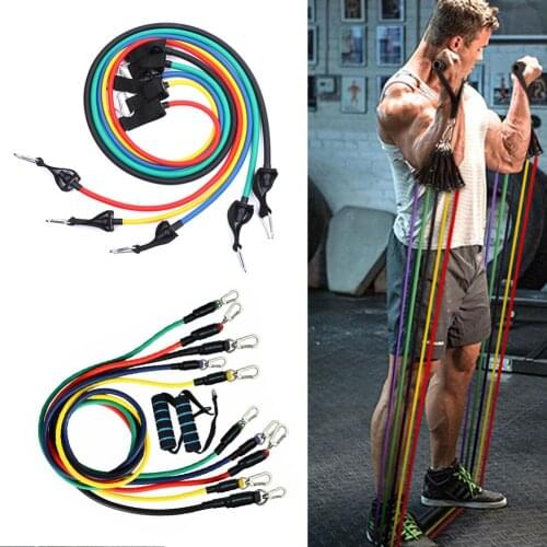11Pcs Resistance Bands Set Crossfits Training Exercise Yoga Elastic Tube Pull Rope Fitness Workout Body Building Equipment Set