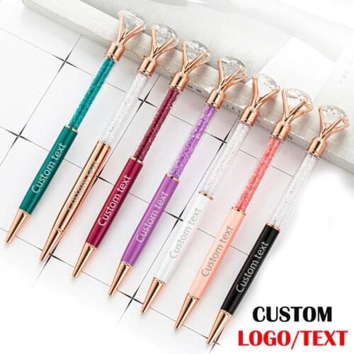 Customize New Crystal Diamond Pen Custom Logo Big Diamond Metal Ballpoint Pen Student Gifts Creative Advertising Pen Wholesale