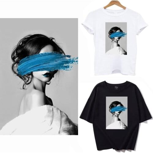 New Arriveal Shy Girl flowers Patches Heat Transfer Iron On Patch A-level Washable Clothes Stickers Easy Print Irons