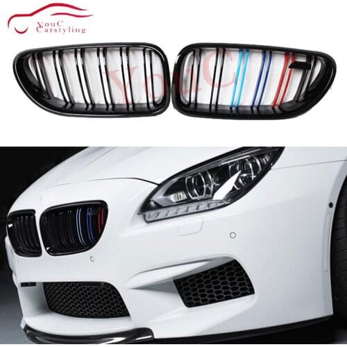 F06 Front Bumper Dual Slat Grill Gloss M Color Kidney Grille for BMW 6 Series F06 F12 F13 2012 - 2018 Coupe Convertible