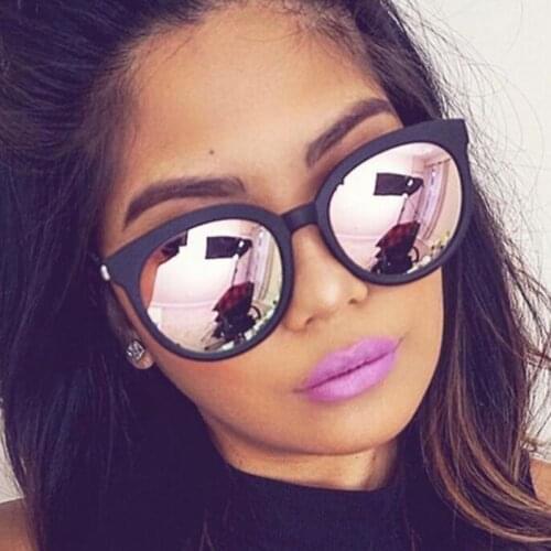 Cat Eye Pink Sunglasses Woman Shades Mirror Female Vintage Large Frame Square Sun Glasses for Women Coating Oculos De Sol Gafas