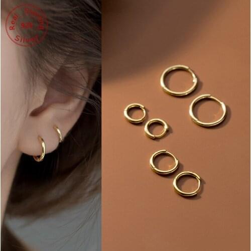 925 Silver Korean Version Of Simple Round Circle Hoop Earrings for Women Girls Minimalist Wedding Party Jewelry