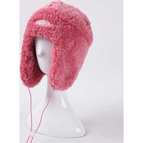 Artificial fur Winter hats Hat with earflaps russian hat Winter cap fur hood hat Lamb hair Womens Bomber Hats warm beanies cap