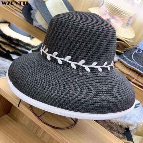 Elegant French Style Cloche Straw Hat Leaves Floppy Women Sun Hat Classical Lady Wide Brim Kentucky Derby Hats Summer Beach Hat