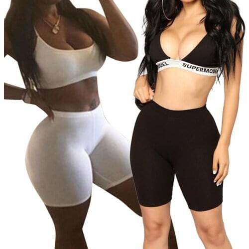 Hot Women Casual High Elastic Waist Tight Fitness Slim Skinny Dancing Shorts Solid Color Exercise Shorts Female Girl Summer Fall