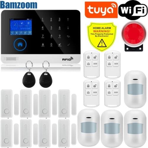 WiFi GSM home Security Protection smart Alarm System Touch screen Burglar kit Mobile APP Remote Control RFID Arm and Disarm