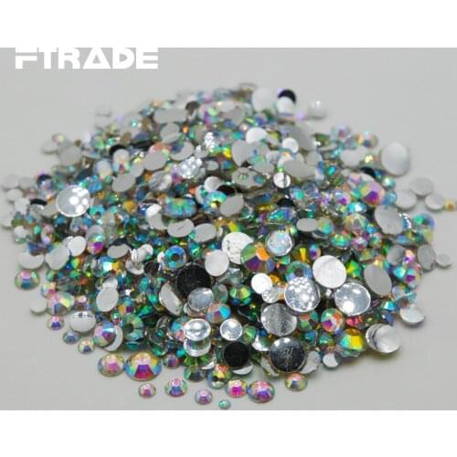 Mixed Sizes Crystal Clear AB Color Non Hot Fix Flat Back Nail Art Decorations Acrylic Glue On rhinestone For Gems Clothes