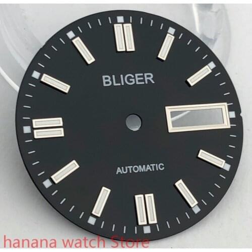 BLIGER Sterile 29mm dial date kit is suitable for NH36 night plate parts male watch movement dial black