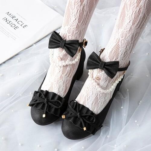 Lolita shoes Japanese jk low heel round head tea party shoes flat shoes women Princess Kawaii Girl Vintage Sweet Lolita Shoes