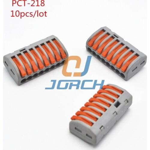 PCT-218 Universal Compact Wire Wiring Connector 8 pin Conductor Terminal Block With Lever 0.08-2.5mm2