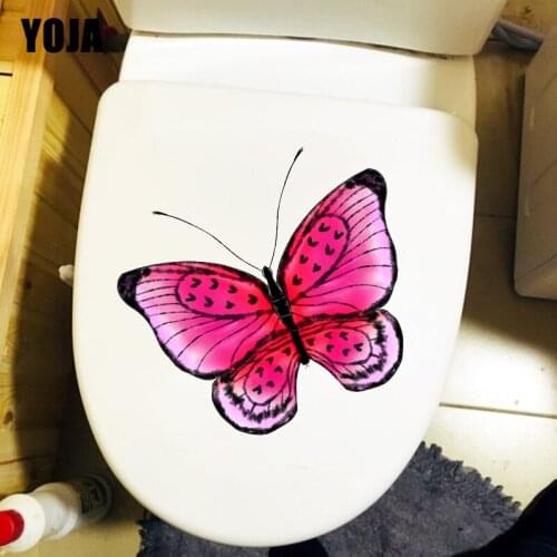 YOJA 20.7X18CM Black Red Butterfly Cartoon Childern Bedroom Wall Decor Classic WC Sticker Toilet T1-2034