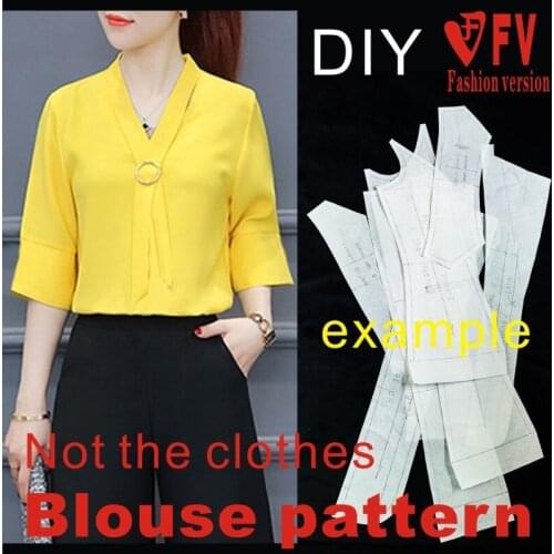 Ladies chiffon silk shirt 1:1 physical paper pattern blouse cutting structure drawing BCY-102