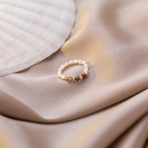 Hand-made crystal fashion handmade beaded pearl ring women wear fashion lady thin ring versatile ring