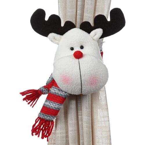 1PC 2022 Christmas Plaid Curtain Buckle Santa Snowman Elk Merry Christmas Home Decoration