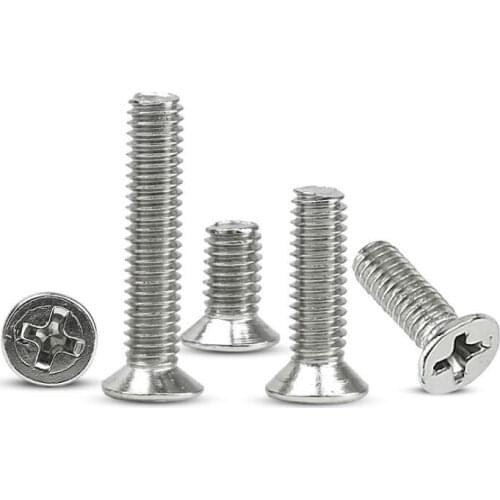 10/50 M2 M2.5 M3 M3.5 M4 M5 M6 M8 A2-70 304 Stainless steel GB819 Cross Phillips Flat Countersunk Head Screw Bolt Length 3-100mm