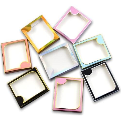 100/50 Pcs Wholesale Paper Eyelash Packaging Box Lash Boxes Packaging for 10mm-25mm Mink Eyelashes Case Bulk