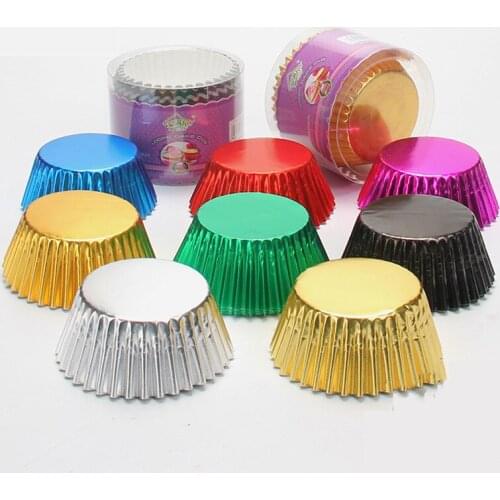 100Pcs/set Cake cup Thick Aluminum Foil Box Cake Cupcake Liner Decorating Tools Cupcake Baking Muffin Case Cup Party Tray
