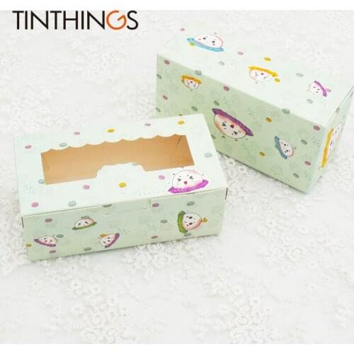 100PCS Candy Gift Boxes Wedding Party Favors Cookies Sweet Paper Gift Box With Window Dafu Cake Box Cartoon Favors Cardboard