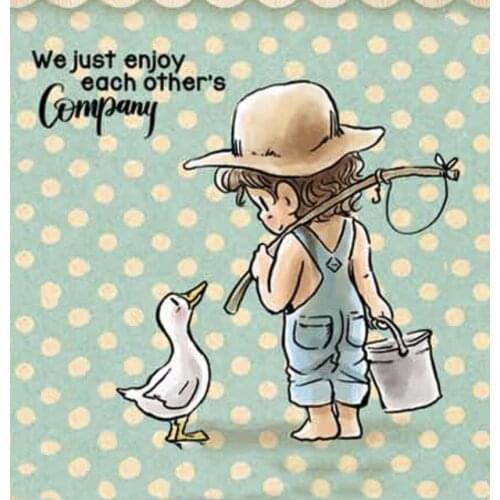 10x10 Boy and duck Ttransparent Clear Stamps Silicone Seals for DIY scrapbooking photo album Card Making