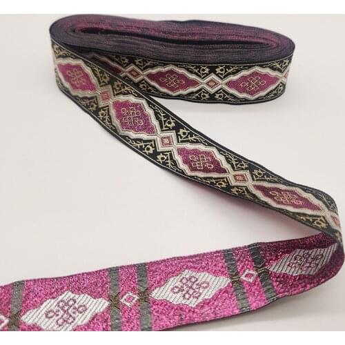 3 meters/lot Ethnic Diamond Pattern Jacquard Ribbon for DIY Craft Curtain Home Textile Stage Clothing Bags Decor Accessories