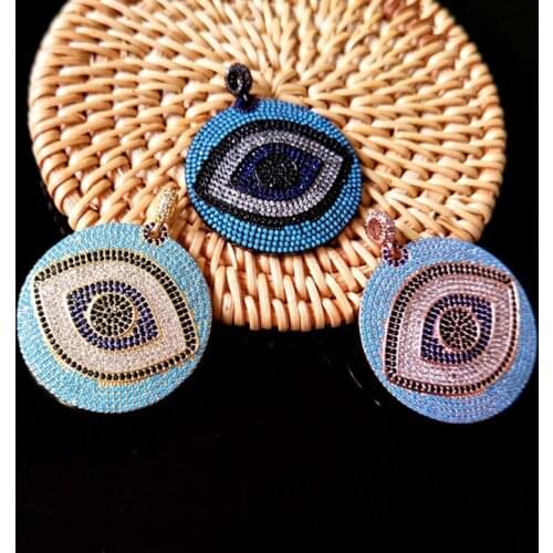 3Pcs Tiny CZ crystal Charm,CZ zircon Stone Micro pave Turkish Style Evil Eye Pendant,Jewelry Finding DIY necklace making P607