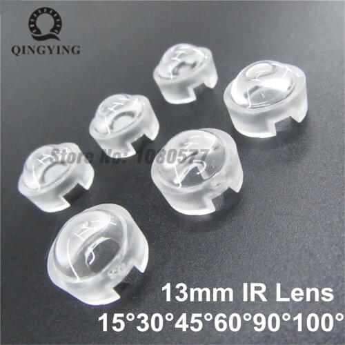 50pcs 13mm Lens 15 30 45 60 90 100 Degree Easy Use mini IR Lenses For 1W 3W 5W High Power LED Diode Convex Reflector Collimator