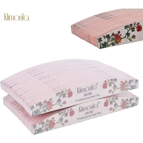 50pcs Nail File Buffer Lime Buffer 80 Grit Rose Flower Printed Block Half Moon UV Gel Nail Polishing File Exclusive Files Tools