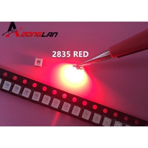 500PCS 12-20LM 2835 Red SMD LED 0.2W high bright light emitting diode chip leds 620-625NM PLCC-2 60Ma SMD/SMT 3528 Red