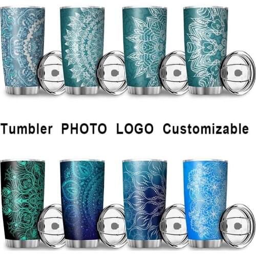 600ML Stainless Steel Thermos Bottle Artistic Pattern Double-layer Vacuum Car Cup Outdoor Travel Mug Custom Portable Water Cup