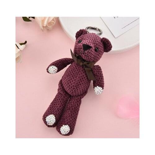 19cm New Cloth Vintage Keychain Key Rings Fashion Pendant Teddy Bear Cute Cartoon Car Bag Accessories Charm Ornament Jewelry