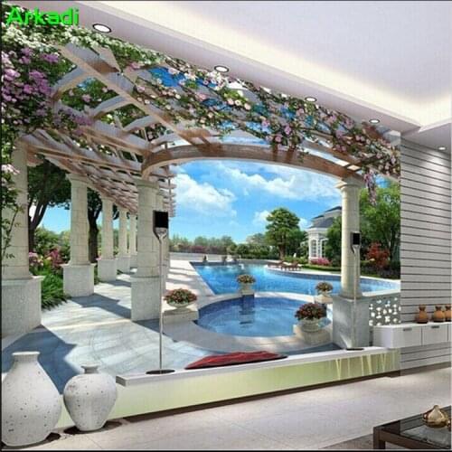 European Space Extension 3D TV Background Wallpapers Living Room Sofa Hotel Luxury Villa 3D Pool Covering Mural
