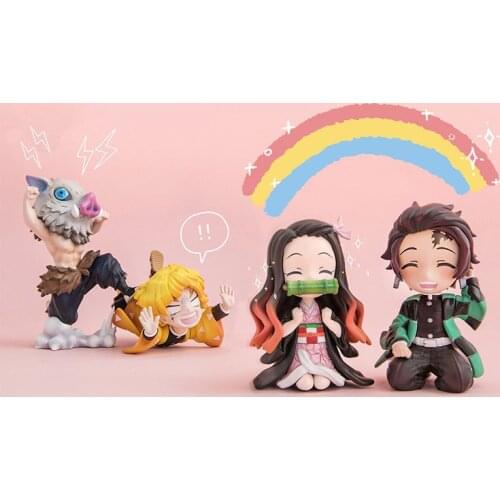 Kamado Tanjirou Nezuko 9CM PVC Anime Figure Cute Inosuke Kimetsu No Yaiba Figurine Manga Demon Slayer Collection Kawaii Toys