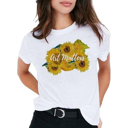 Literary Style Student Girl Tshirt Hot Sale 2021 New Polyester T-Shirt White Summer Tops Womens Clothes Watercolor