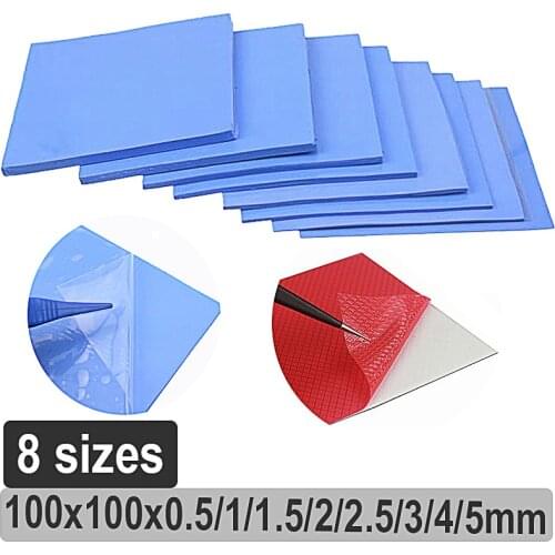 Gdstime 100x100x0.5/1/1.5/2/2.5/3/4/5mm tichkess Thermal Pad CPU Heatsink Pad Cooling Conductive Silicone Thermal pad White