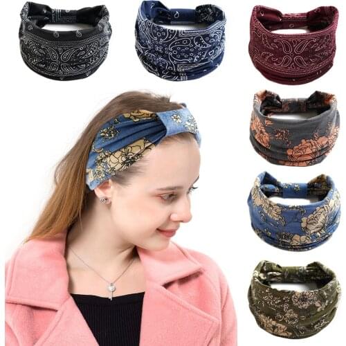 Cotton Women Headpiece Stretch Hot Sale Turban Hair Accessories 1PC Headwear Yoga Run Bandage Hair Bands Headbands Wide Headwrap