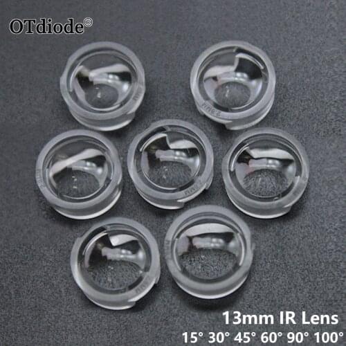 10pcs 13mm mini IR Lens 15 30 45 60 90 100 Degree Needn't Holder For 1W 3W 5W High Power LED Diode Convex Reflector Collimator