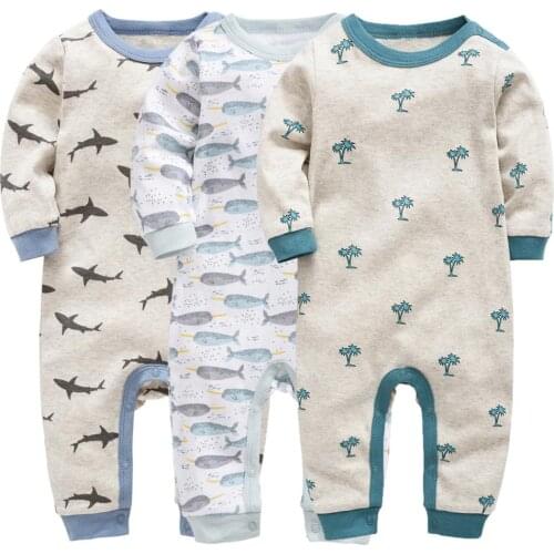 Newborn Baby Jumpsuits All Over Cartoon Print Full Sleeve Rompers roupa de bebes Girl Boy Knitting One-pieces peleles para bebe
