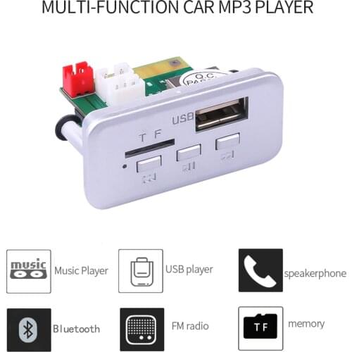 Hot Hands-free Bluetooth 5.0 MP3 Player Decoder Board 12V Car FM Radio Module Support FM TF USB AUX Audio Wireless