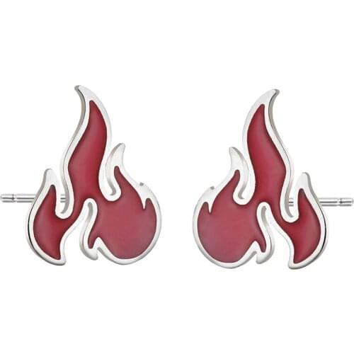Fashion Fire Torch Flame Stud Earrings for Men Stainless Steel Chinese Style Earring Punk Cool Him Male Jewelry